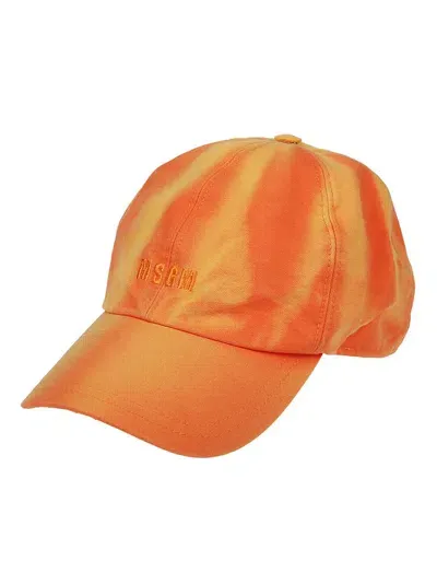 Msgm Logo Embroidered Baseball Cap In Orange