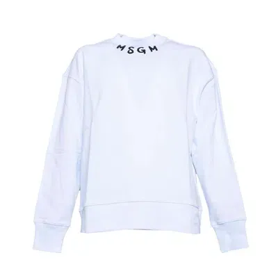 Msgm Logo Printed Crewneck Sweatshirt In White