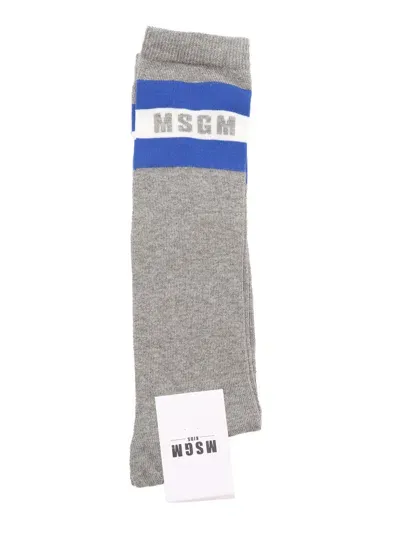 Msgm Long Socks Unisex Grigio Melange/grey Me In Gray