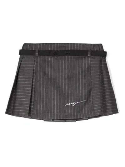 Msgm Kids' Pinstriped Lurex Mini Skirt In Grau