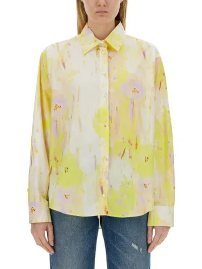 Msgm Printed Shirt In Yellow