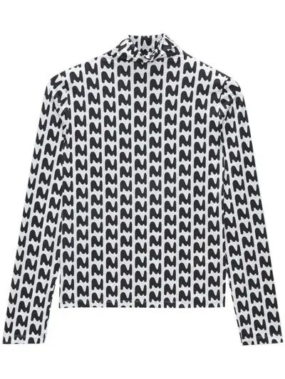 Msgm Logo-print High-neck T-shirt In Bianco