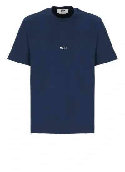 Msgm T-shirt With Logo In Blue