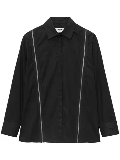 Msgm Zip-detail Long-sleeve Shirt In Black