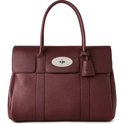 Mulberry Bayswater Grained Leather Satchel In Black Cherry