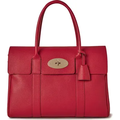 Mulberry Bayswater Pebbled Leather Satchel In Scarlet Red