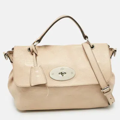 Pre-owned Mulberry Beige Leather Postman Lock Top Handle Bag