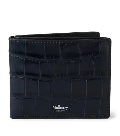 Mulberry Croc-embossed Leather 8 Card Wallet In Blue