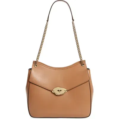 Mulberry Lana Chain Strap High Gloss Leather Shoulder Bag In Sable