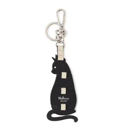 Mulberry Leather Cat Puzzle Keyring In Black