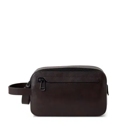 Mulberry Double-zip Leather Wash Bag In Dark Chocolate