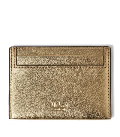 Mulberry Leather Logo Card Holder In Gold