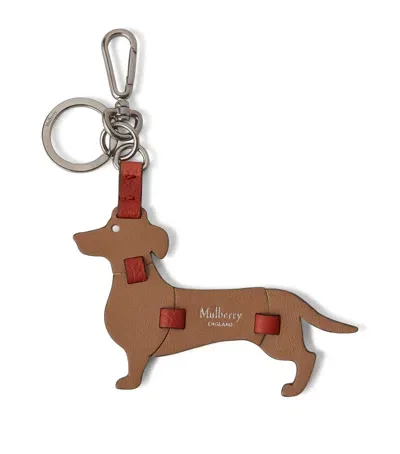 Mulberry Leather Sausage Dog Keyring In Brown