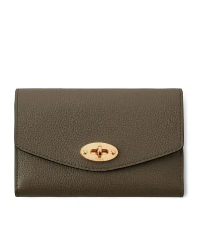 Mulberry Medium Leather Darley Wallet In Linen Green