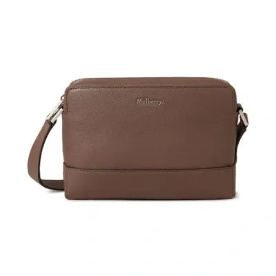 Mulberry Small Farringdon Leather Messenger In Taupe Brown