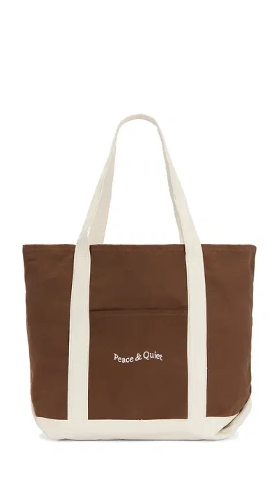 Museum Of Peace And Quiet Wordmark Boat Tote In 브라운