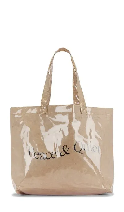 Museum Of Peace And Quiet Wordmark Pvc Kraft Tote Bag In 내추럴