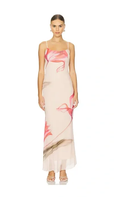 Musier Paris Avina Dress In Nude With Rose Print