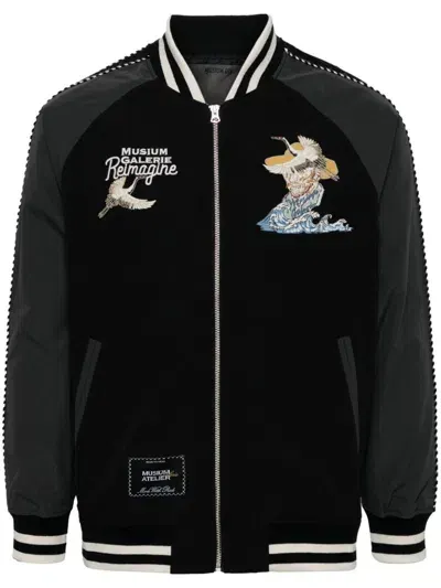 Musium Div. Embroidered Bomber Jacket In Black