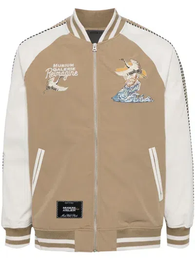 Musium Div. Embroidered Bomber Jacket In Neutrals