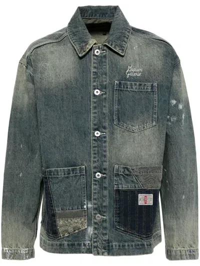 Musium Div. Logo-embroidered Denim Jacket In Blue