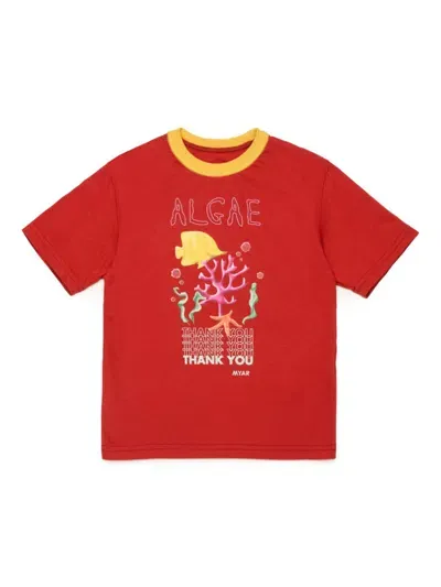 Myar Kids' T-shirt Mit Algen-print In Rot