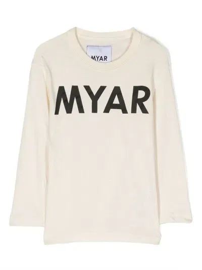 Myar Kids' Logo-print Cotton Sweatshirt In Neutrals