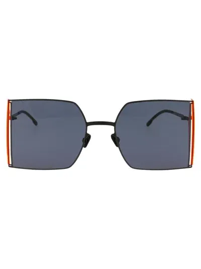 Mykita Sunglasses In 871 Black/fluo Pink Sides Darkgrey Solid/fluo