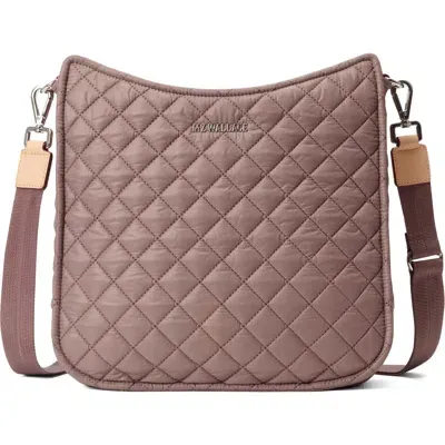 Mz Wallace Box Diamond Quilted Nylon Crossbody Bag In Brown