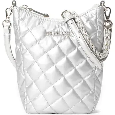 Mz Wallace Crosby Go Quilted Nylon Crossbody Bag In Metallic