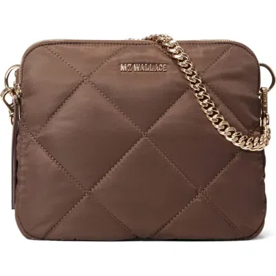 Mz Wallace Madison Quilted Nylon Crossbody Bag In Walnut/gold