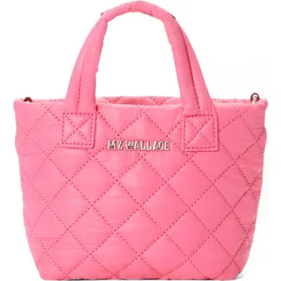 Mz Wallace Petite Metro Deluxe Quilted Tote In Flamingo/silver