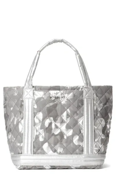 Mz Wallace Small Empire Quilted Tote In Silver Metallic Camo/silver