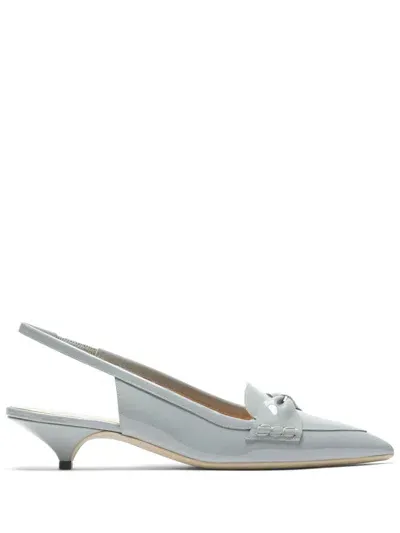 N°21 30mm Bow-embellished Slingback Pumps In Grey