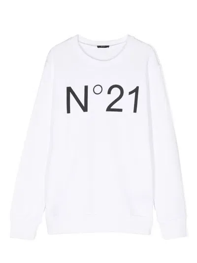 N°21 Kids' Logo-print Cotton Sweatshirt In White