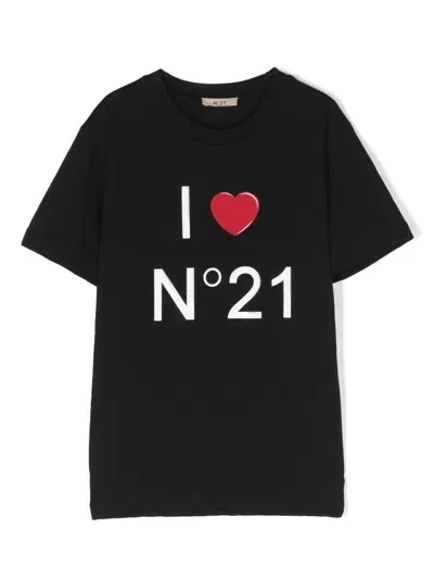 N°21 Kids' T-shirts In Black