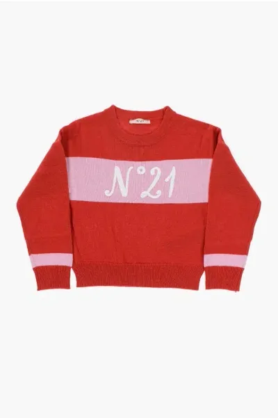 N°21 Two-tone Crew-neck Sweater With Embroidered Logo