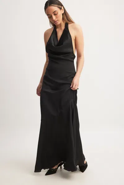 Na-kd Neckholder-maxikleid Aus Satin In Black