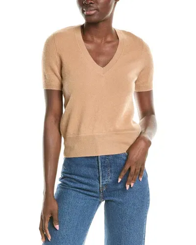 Naadam Cropped V-neck Cashmere Pullover In Beige