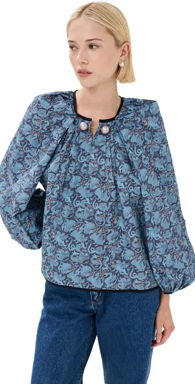 Nackiyé Grand Bazaar Top Dragon Blue