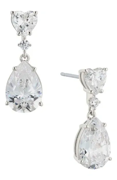 Nadri Cora Cubic Zirconia Drop Earrings In Silver