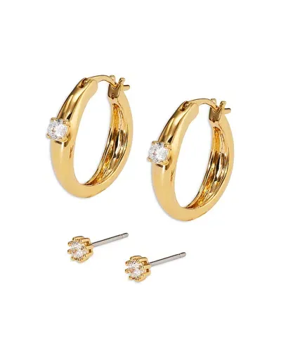 Nadri Cubic Zirconia Hoop & Stud Earrings In 18k Gold Plated, Set Of 2