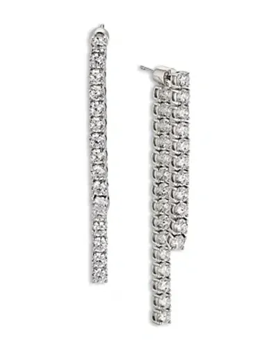 Nadri Perfect Tennis Cubic Zirconia Front To Back Earrings In Silver