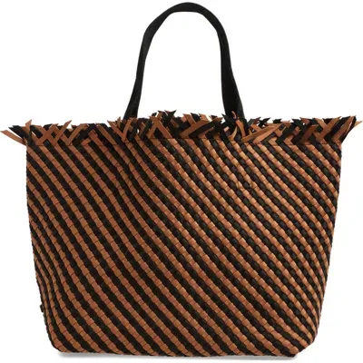 Naghedi Large Havana Woven Tote In Algarve