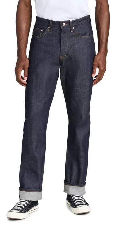 Naked & Famous True Guy - Dirty Fade Selvedge Jeans Indigo/white