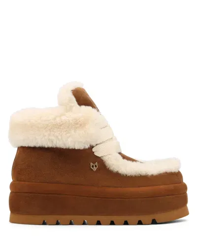 Naked Wolfe Bambi Tan Suede/shearling In Tan-suede/shearling