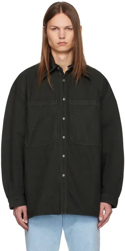 Nanushka Black Beaux Denim Jacket In Anthracite/black