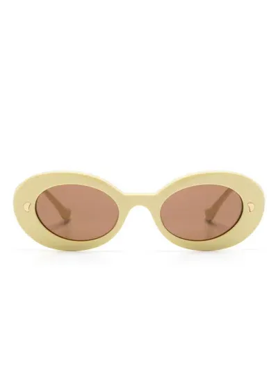 Nanushka Giva Oval-frame Sunglasses In Yellow