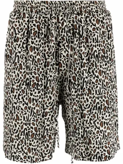 Nanushka Leopard-print Track Shorts In Neutrals