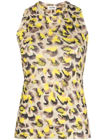 Nanushka Safea Leopard-print Tank Top In 中性色